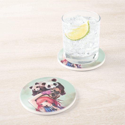 Peach Ninja Pandas Onderzetter (Zijkant)