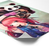 Peach Ninja Pandas Poster (Hoek)