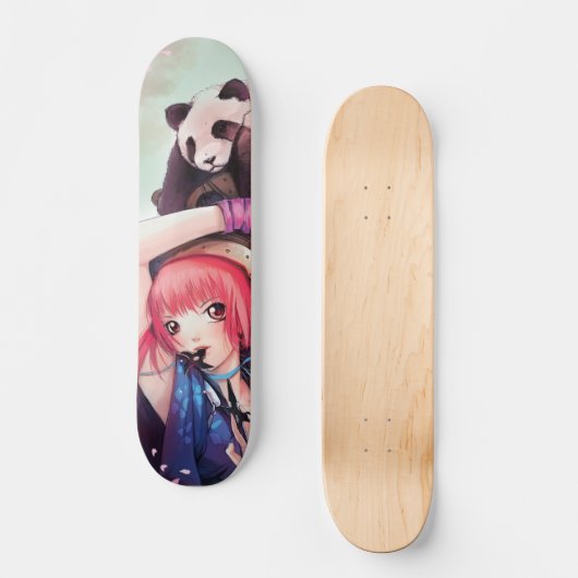 Peach Ninja Pandas Skateboard (Voorkant)