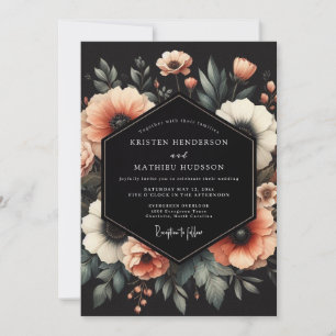 Peach Noir Bloom Bruiloft Kaart