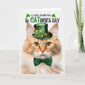 Peach Norwegian Forest Cat St CATrick's Day Feestdagen Kaart (Voorkant)