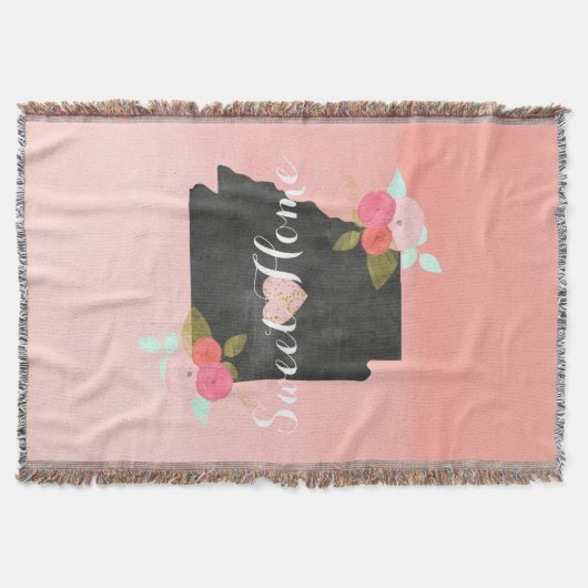 Peach Ombre Arkansas State Floral & Verplaatsbaar  Deken (Voorkant)