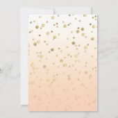 Peach ombré & Gold Confetti Wedding Invitation Kaart (Achterkant)