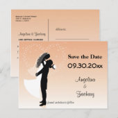 Peach Ombre Sla de datum van de Kaart van de trouw (Voorkant / Achterkant)