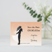 Peach Ombre Sla de datum van de Kaart van de trouw (Staand voorkant)