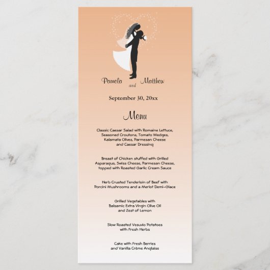 Peach Ombre  Wedding Menu Kaart (Voorkant)