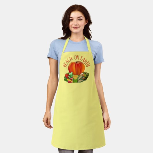 Peach on Earth Funny Kerstmis Pun Apron Schort (Gedragen)