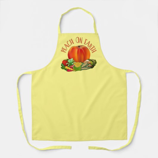 Peach on Earth Funny Kerstmis Pun Apron Schort (Voorkant)