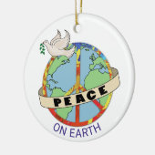 Peach on Earth Wereldbol vredesduif Keramisch Ornament (Links)