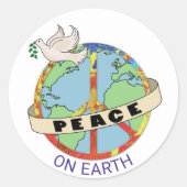 Peach on Earth Wereldbol vredesduif Ronde Sticker (Voorkant)