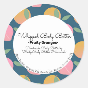 Peach Orange Body Butter Bad Branding Verpakking Ronde Sticker