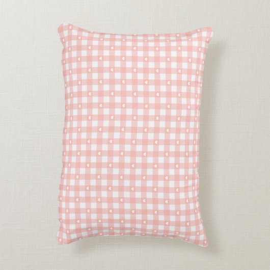 Peach Orange Checks Accent Kussen (Achterkant (Verticaal))