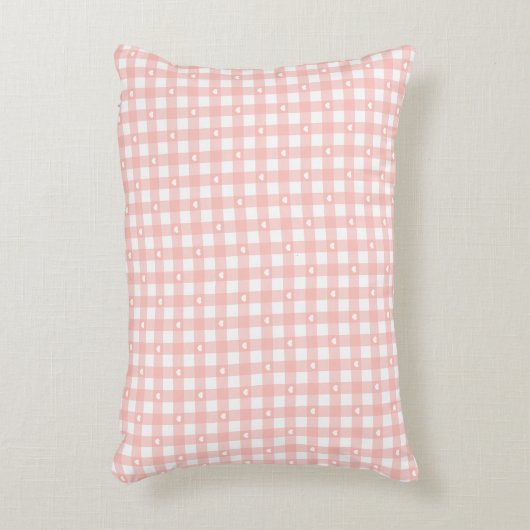 Peach Orange Checks Accent Kussen (Voorkant(Verticaal))