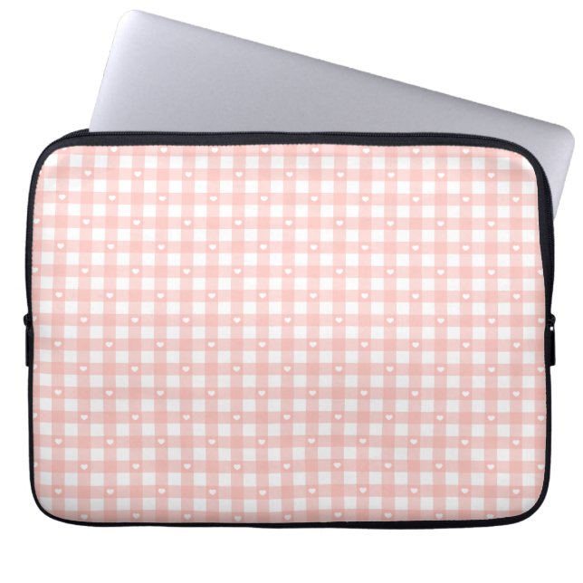 Peach Orange Checks Laptop Sleeve (Voorkant)