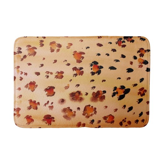 Peach Orange Leopard Animal Print Watercolor Badmat (Voorkant)