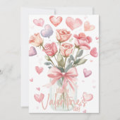 Peach orange rose jar Happy Valentines Day Feestdagenkaart (Voorkant)