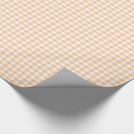 Peach Oranje and White Gingham Cadeaupapier (Hoek)