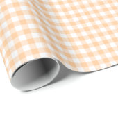 Peach Oranje and White Gingham Cadeaupapier (Rol Hoek)