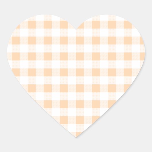 Peach Oranje and White Gingham Hart Sticker (Voorkant)