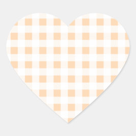 Peach Oranje and White Gingham Hart Sticker