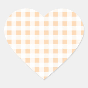 Peach Oranje and White Gingham Hart Sticker