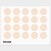 Peach Oranje and White Gingham Ronde Sticker (Vel)