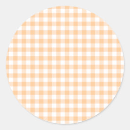 Peach Oranje and White Gingham Ronde Sticker