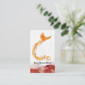*~* Peach Oranje Burgundy Red Phoenix Flames Visitekaartje (Staand voorkant)