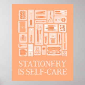 Peach Oranje Creatieve Tools Illustratie Zelfzorg Poster