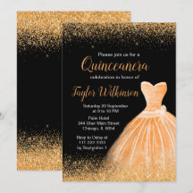 Peach Oranje Dress Faux Glitter Quinceanera