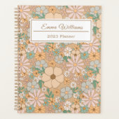 Peach Oranje Floral | Gepersonaliseerde spiraal Planner (Voorkant)
