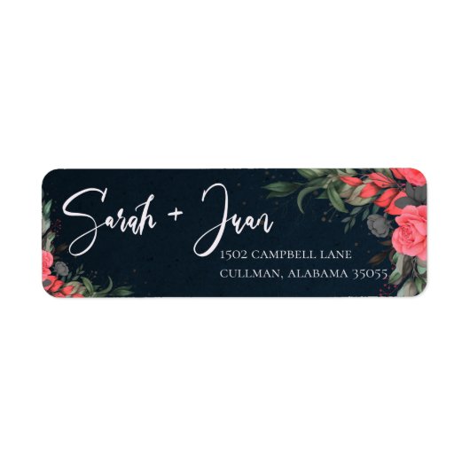 Peach Oranje Floral Leaves Bride Groom Wedding Etiket (Voorkant)