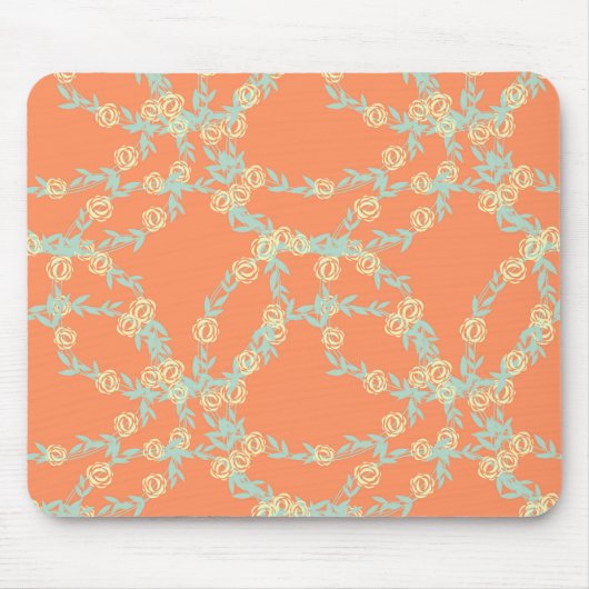 Peach Oranje Floral Seamless Pattern Muismat (Voorkant)