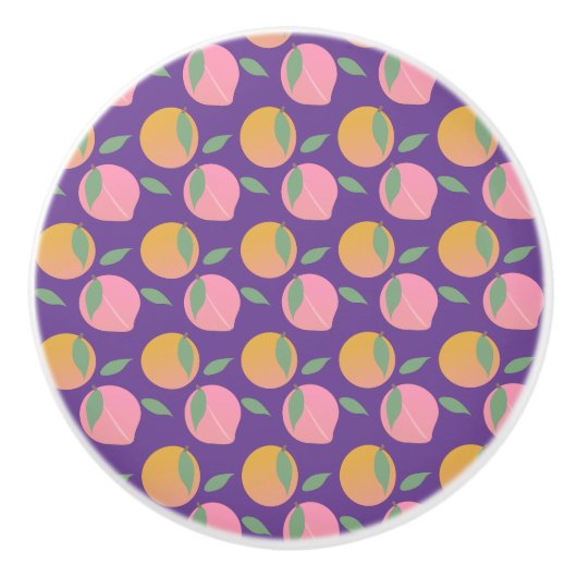 Peach Oranje Fruit Pattern roze Keramische Knop (Voorkant)