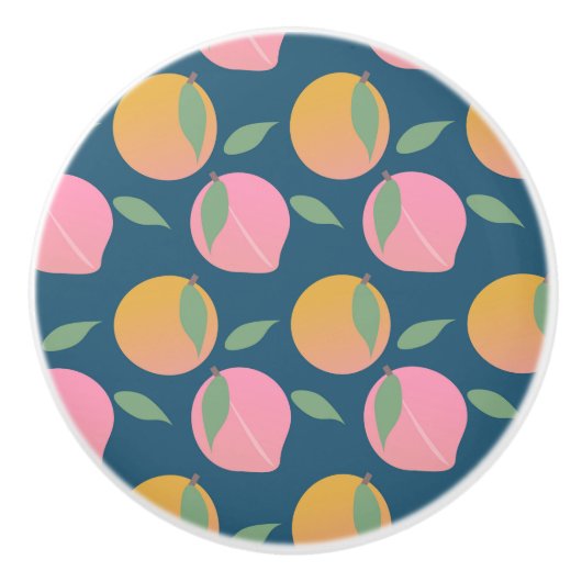 Peach Oranje Fruit Pattern roze Keramische Knop (Voorkant)