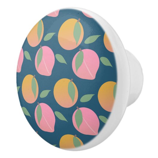 Peach Oranje Fruit Pattern roze Keramische Knop (Rechts)