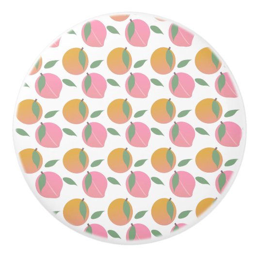 Peach Oranje Fruit Pattern roze Keramische Knop (Voorkant)
