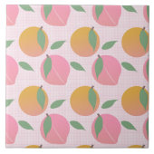Peach Oranje Fruit Pattern roze Tegeltje (Voorkant)