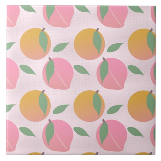 Peach Oranje Fruit Pattern roze Tegeltje (Voorkant)