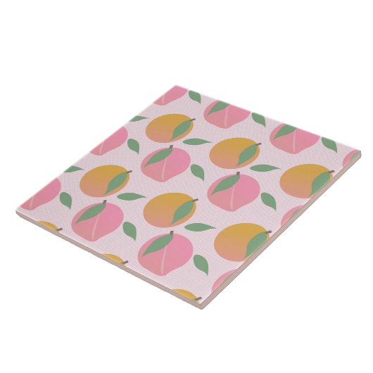 Peach Oranje Fruit Pattern roze Tegeltje (Zijkant)