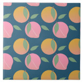 Peach Oranje Fruit Pattern roze Tegeltje (Voorkant)