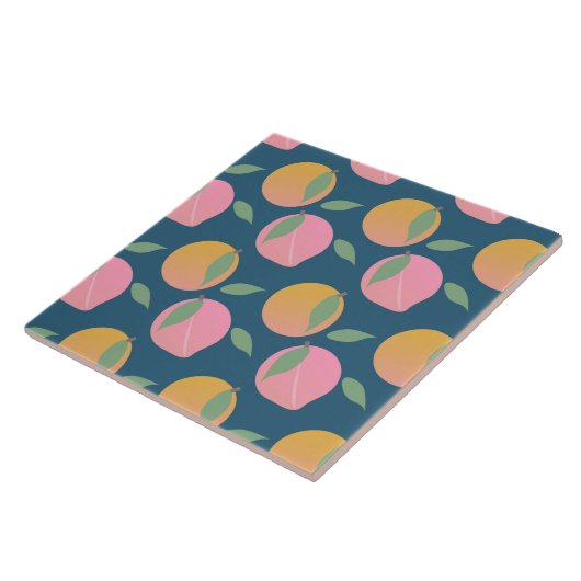 Peach Oranje Fruit Pattern roze Tegeltje (Zijkant)