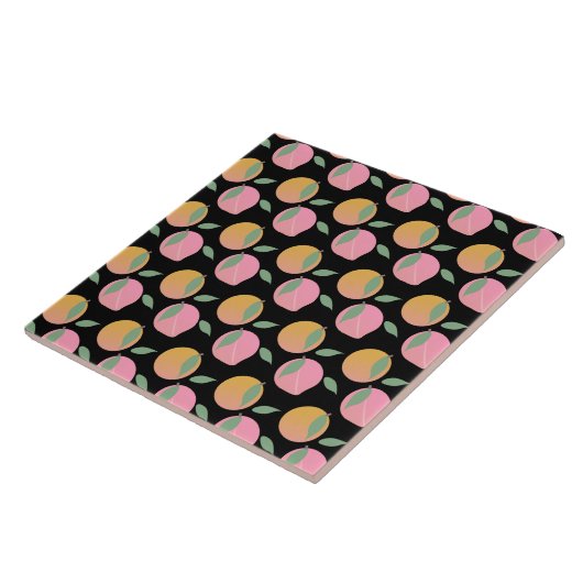 Peach Oranje Fruit Pattern roze Tegeltje (Zijkant)