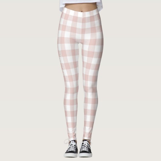 Peach Oranje Gingham Women's Leggings (Voorkant)