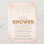 Peach Oranje Glitter Baby shower Kaart (Voorkant / Achterkant)