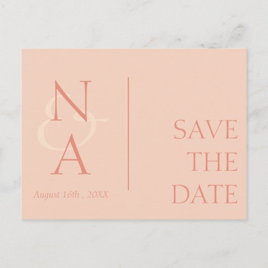 Peach Oranje Gold Marble Effect Elegant Wedding Aankondigingskaart (Achterkant)