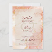 Peach Oranje Gold Marble Effect Elegant Wedding Save The Date (Voorkant)