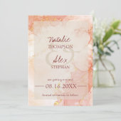 Peach Oranje Gold Marble Effect Elegant Wedding Save The Date (Staand voorkant)