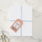 Peach Oranje lente Flora groen dank u Cadeaulabel (Met Touw)