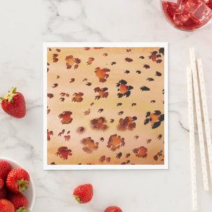 Peach Oranje Leopard Print Waterverf Servet